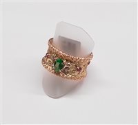 Ringe Soprana Dame in Gelbgold TZAVORRITE RUBINI FASCIA